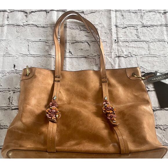 NWT Elle Jae Gypset Painted Desert Satchel Purse Embroidered Brown Vegan Leather - Picture 2 of 7